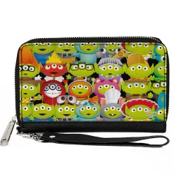 Women's PU Zip Around Wallet Rectangle - Pixar Alien Remix Collage