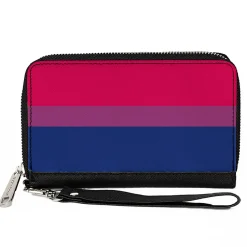 Women's PU Zip Around Wallet Rectangle - Flag Bisexual Pink Purple Blue