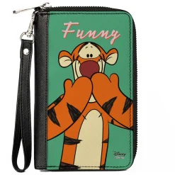 Women's PU Zip Around Wallet Rectangle - Winne the Pooh Tigger Smiling FUNNY Pose