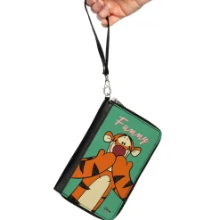 Women's PU Zip Around Wallet Rectangle - Winne the Pooh Tigger Smiling FUNNY Pose