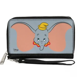 Women's PU Zip Around Wallet Rectangle - Dumbo Bashful Face Gray
