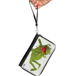 Women's PU Zip Around Wallet Rectangle - Muppets Kermit the Frog Lying Down Pose White