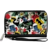 Women's PU Zip Around Wallet Rectangle - Batman and Gotham City Villains Graffiti Collage White Multi Color