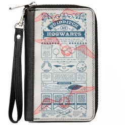 Women's PU Zip Around Wallet Rectangle - Harry Potter QUIDDITCH AT HOGWARTS Rules Collage White Blue Red