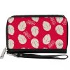 Women's PU Zip Around Wallet Rectangle - Lilo & Stitch OHANA MEANS FAMILY Bounding Lilo Dress Leaves Red Ivory