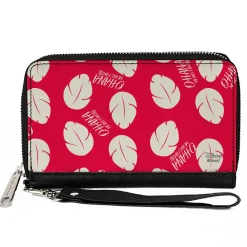 Women's PU Zip Around Wallet Rectangle - Lilo & Stitch OHANA MEANS FAMILY Bounding Lilo Dress Leaves Red Ivory