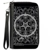 Women's PU Zip Around Wallet Rectangle - Supernatural Devil's Trap Symbol CLOSE-UP Black White
