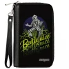 Women's PU Zip Around Wallet Rectangle - BEETLEJUICE Sitting on Tombstone Pose Trees Black Purple Green Yellow