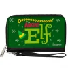 Women's PU Zip Around Wallet Rectangle - Elf OH HE'S AN ANGRY ELF Quote Greens Yellow Red