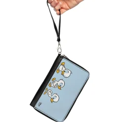 Women's PU Zip Around Wallet Rectangle - Lilo & Stitch 3-Ducklings Pose Baby Blue