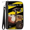 Women's PU Zip Around Wallet Rectangle - WALL-E Cooler Pose Warning Stripe Yellow Black
