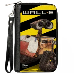 Women's PU Zip Around Wallet Rectangle - WALL-E Cooler Pose Warning Stripe Yellow Black