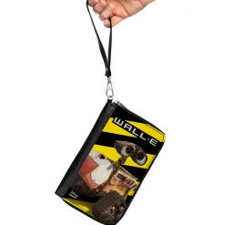 Women's PU Zip Around Wallet Rectangle - WALL-E Cooler Pose Warning Stripe Yellow Black