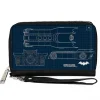 Women's PU Zip Around Wallet Rectangle - Batman Batmobile Blueprint Tech Turns Blues White