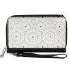 Women's PU Zip Around Wallet Rectangle - Minnie Mouse Ears with Bow Icon and Dots White Black Red