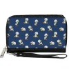 Women's PU Zip Around Wallet Rectangle - Lilo & Stitch Duckling Poses Scattered Blue