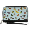 Women's PU Zip Around Wallet Rectangle - Butterflies Scattered Baby Blue