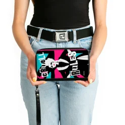 Women's PU Zip Around Wallet Rectangle - Cruella CRUELL RULES Union Jack Pose Blue Pink Black