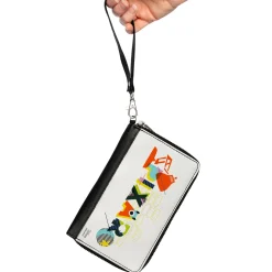 Women's PU Zip Around Wallet Rectangle - PIXAR Luxo Lamp and Ball Striping White Multi Color