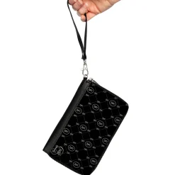 Women's PU Zip Around Wallet Rectangle - Cruella House of Baroness HB Monogram Black White