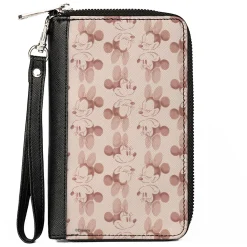 Women's PU Zip Around Wallet Rectangle - Minnie Mouse Expression Reflections Pinks