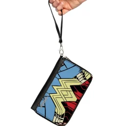 Women's PU Zip Around Wallet Rectangle - Wonder Woman 1984 WW Belt Logo CLOSE-UP