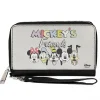 Women's PU Zip Around Wallet Rectangle - MICKEY'S FRIENDS The Fab Five Faces Gray