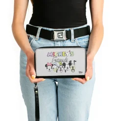 Women's PU Zip Around Wallet Rectangle - MICKEY'S FRIENDS The Fab Five Faces Gray