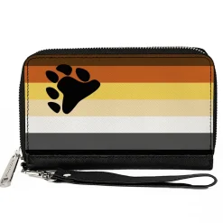 Women's PU Zip Around Wallet Rectangle - Flag Bear Pride2 Black Brown Orange Yellow Tan White Gray Black