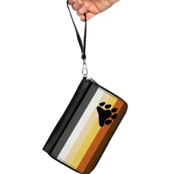 Women's PU Zip Around Wallet Rectangle - Flag Bear Pride2 Black Brown Orange Yellow Tan White Gray Black