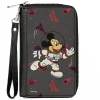 Women's PU Zip Around Wallet Rectangle - Astronaut Mickey in Space Pose Gray Red Blue