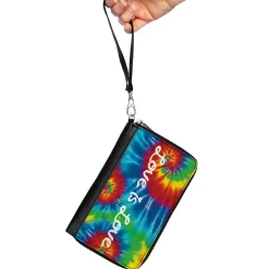 Women's PU Zip Around Wallet Rectangle - LOVE IS LOVE BD Tie Dye White