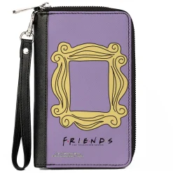 Women's PU Zip Around Wallet Rectangle - Friends Monica's Peephole Frame Lavender Yellow
