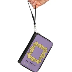 Women's PU Zip Around Wallet Rectangle - Friends Monica's Peephole Frame Lavender Yellow