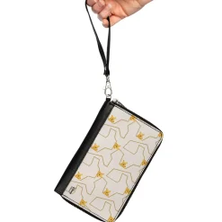 Women's PU Zip Around Wallet Rectangle - Winnie the Pooh Poses White Gold