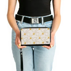 Women's PU Zip Around Wallet Rectangle - Winnie the Pooh Poses White Gold