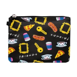 Women's Wallet Single Pocket Wristlet - Friends Television Show Icons Collage Black Multi Color