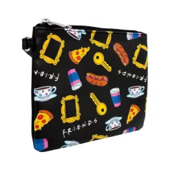 Women's Wallet Single Pocket Wristlet - Friends Television Show Icons Collage Black Multi Color