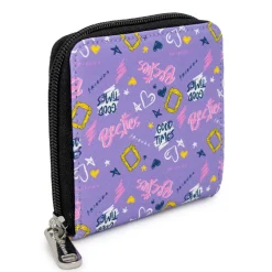 Women's Zip Around Wallet Square - Friends Icons and Quotes Collage Lavender Multi Color