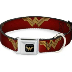Wonder Woman 2017 Icon Full Color Black/Gold Seatbelt Buckle Collar - Wonder Woman 2017 Icon Reds/Golds