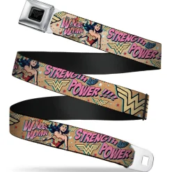 Wonder Woman Black Silver Seatbelt Belt - Wonder Woman Strength & Power Webbing