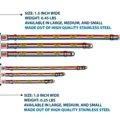 Wonder Woman Logo Full Color Red Seatbelt Buckle Collar - Wonder Woman Logo Stripe/Stars Red/Gold/Blue/White