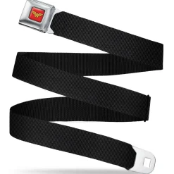 Wonder Woman Logo Full Color Red Seatbelt Belt - Black Webbing