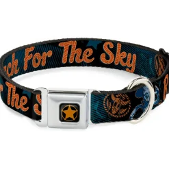 Woody Sherriff Star Reverse Brushed Seatbelt Buckle Collar - Woody REACH FOR THE SKY Denim Blue Print