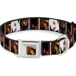 X-Men Gambit Face Close-Up Full Color Seatbelt Buckle Collar - X-Men Gambit Cards 4-Pose Blocks