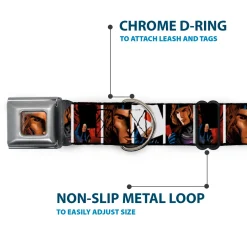 X-Men Gambit Face Close-Up Full Color Seatbelt Buckle Collar - X-Men Gambit Cards 4-Pose Blocks