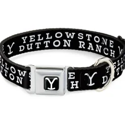 Yellowstone Y Logo Full Color Black/White Seatbelt Buckle Collar - YELLOWSTONE DUTTON RANCH and Logo Black/White