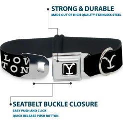 Yellowstone Y Logo Full Color Black/White Seatbelt Buckle Collar - YELLOWSTONE DUTTON RANCH and Logo Black/White
