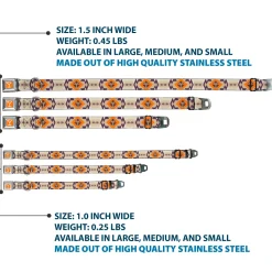 Yellowstone Y Logo Weathered Full Color Orange/Beige Seatbelt Buckle Collar - Yellowstone Y Logo Native American Tribal Tans/Blue/Orange